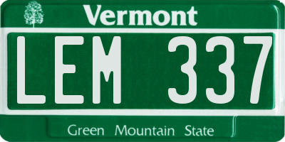 VT license plate LEM337