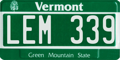 VT license plate LEM339