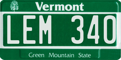 VT license plate LEM340