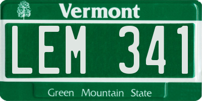 VT license plate LEM341