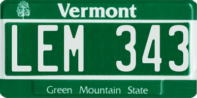 VT license plate LEM343