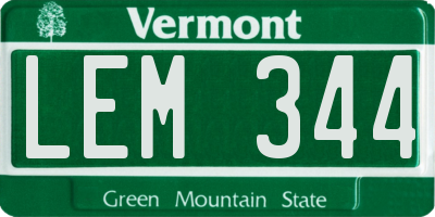 VT license plate LEM344