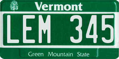 VT license plate LEM345