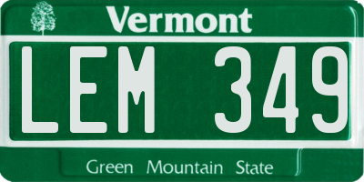 VT license plate LEM349