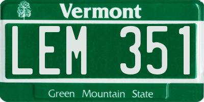 VT license plate LEM351