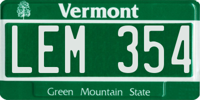 VT license plate LEM354