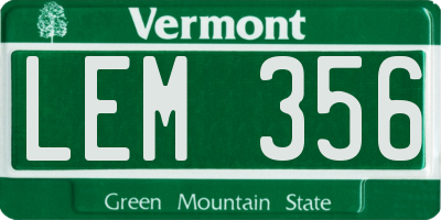 VT license plate LEM356