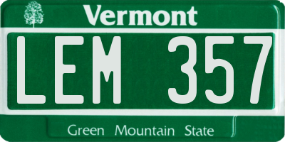 VT license plate LEM357