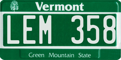 VT license plate LEM358