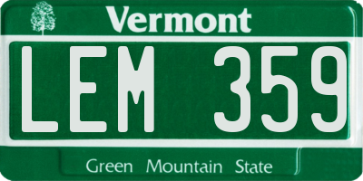 VT license plate LEM359