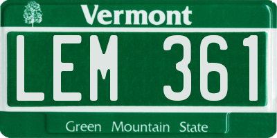 VT license plate LEM361