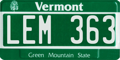 VT license plate LEM363