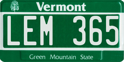 VT license plate LEM365