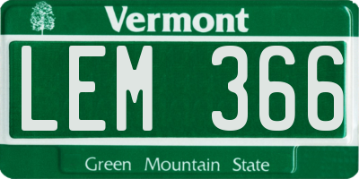 VT license plate LEM366