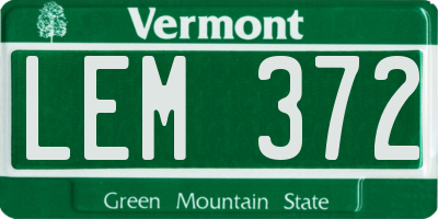 VT license plate LEM372