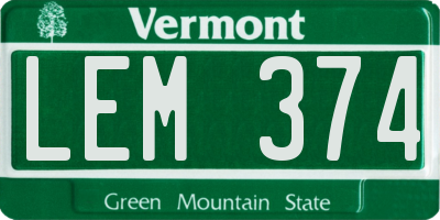 VT license plate LEM374