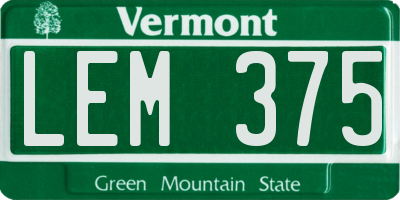 VT license plate LEM375