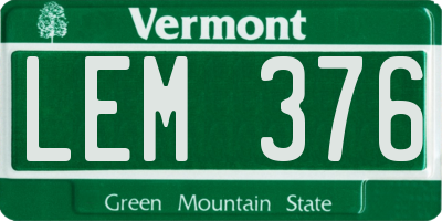 VT license plate LEM376
