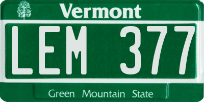 VT license plate LEM377
