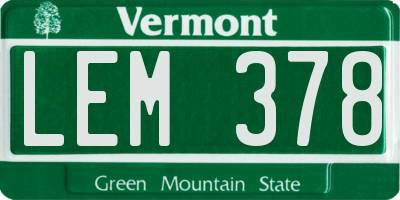 VT license plate LEM378