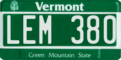 VT license plate LEM380