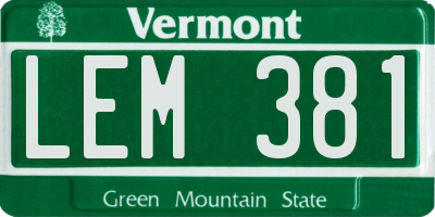 VT license plate LEM381