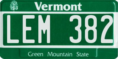 VT license plate LEM382