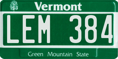 VT license plate LEM384
