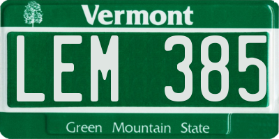 VT license plate LEM385