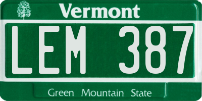 VT license plate LEM387