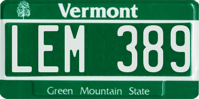 VT license plate LEM389