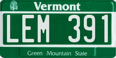 VT license plate LEM391