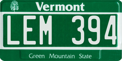 VT license plate LEM394