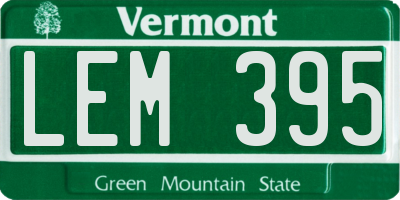 VT license plate LEM395