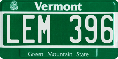 VT license plate LEM396