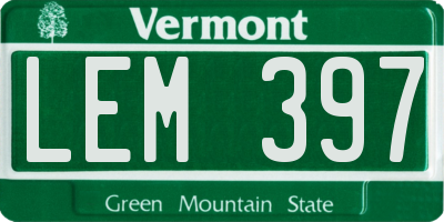 VT license plate LEM397