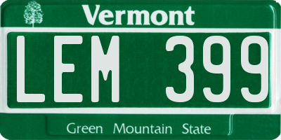 VT license plate LEM399