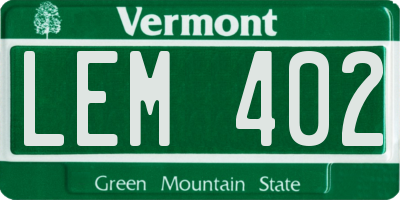 VT license plate LEM402