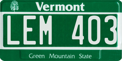VT license plate LEM403