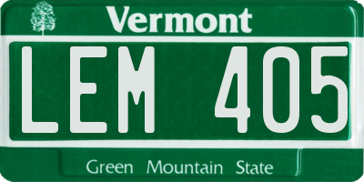 VT license plate LEM405