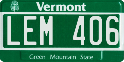 VT license plate LEM406