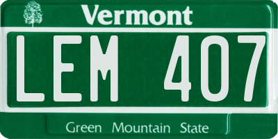 VT license plate LEM407