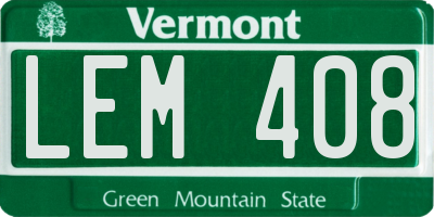 VT license plate LEM408