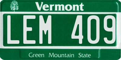 VT license plate LEM409