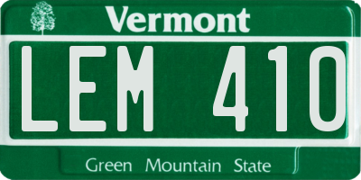 VT license plate LEM410