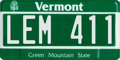 VT license plate LEM411