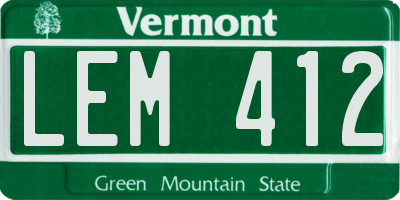 VT license plate LEM412