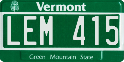 VT license plate LEM415