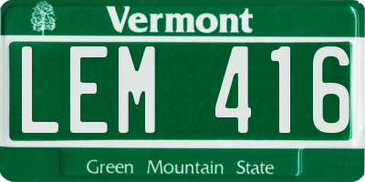 VT license plate LEM416