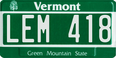 VT license plate LEM418